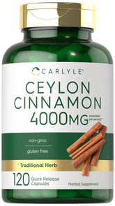 Carlyle Ceylon Cinnamon capsules, 120-count bottle, ideal for daily wellness routines.