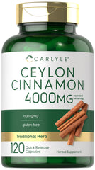 Carlyle Ceylon Cinnamon capsules, 120-count bottle, ideal for daily wellness routines.
