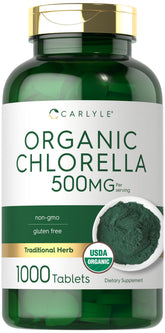 Carlyle Chlorella tablets bottle, 1000-count, organic and convenient daily supplement