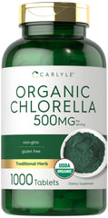 Carlyle Chlorella tablets bottle, 1000-count, organic and convenient daily supplement