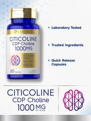 Carlyle Citicoline bottle label emphasizes non-GMO and gluten-free features.