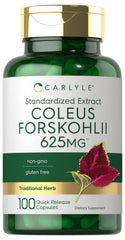 Carlyle Coleus Forskohlii bottle showing 625 mg capsules for daily wellness