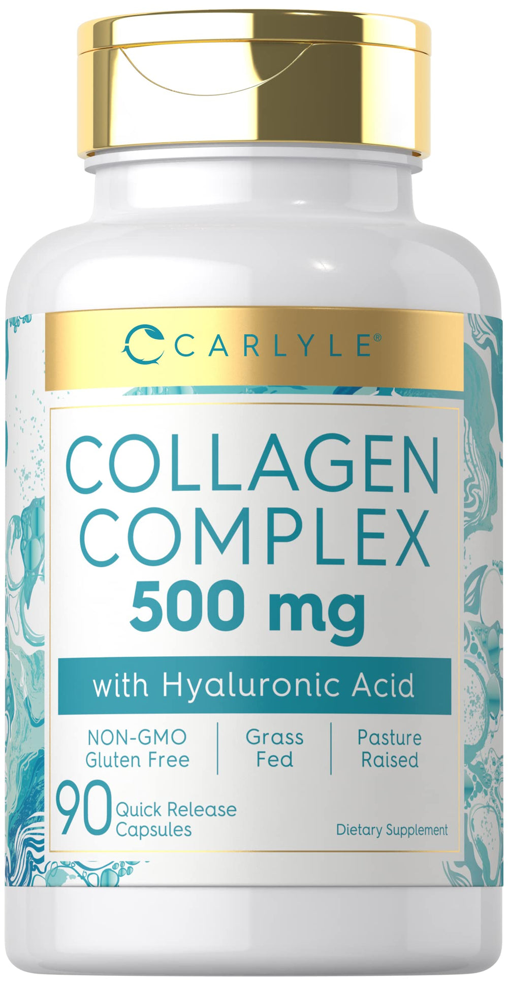 Carlyle Collagen pills bottle front with grass-fed formula and labeling