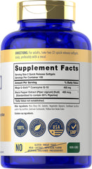 Close-up of Carlyle CoQ10 softgels highlighting quick release absorption