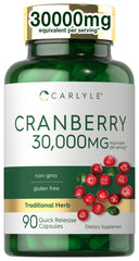 Carlyle Cranberry Supplement bottle front shows high potency cranberry formula for daily support.