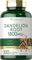 Carlyle Dandelion Root bottle label highlights high potency per serving for daily wellness