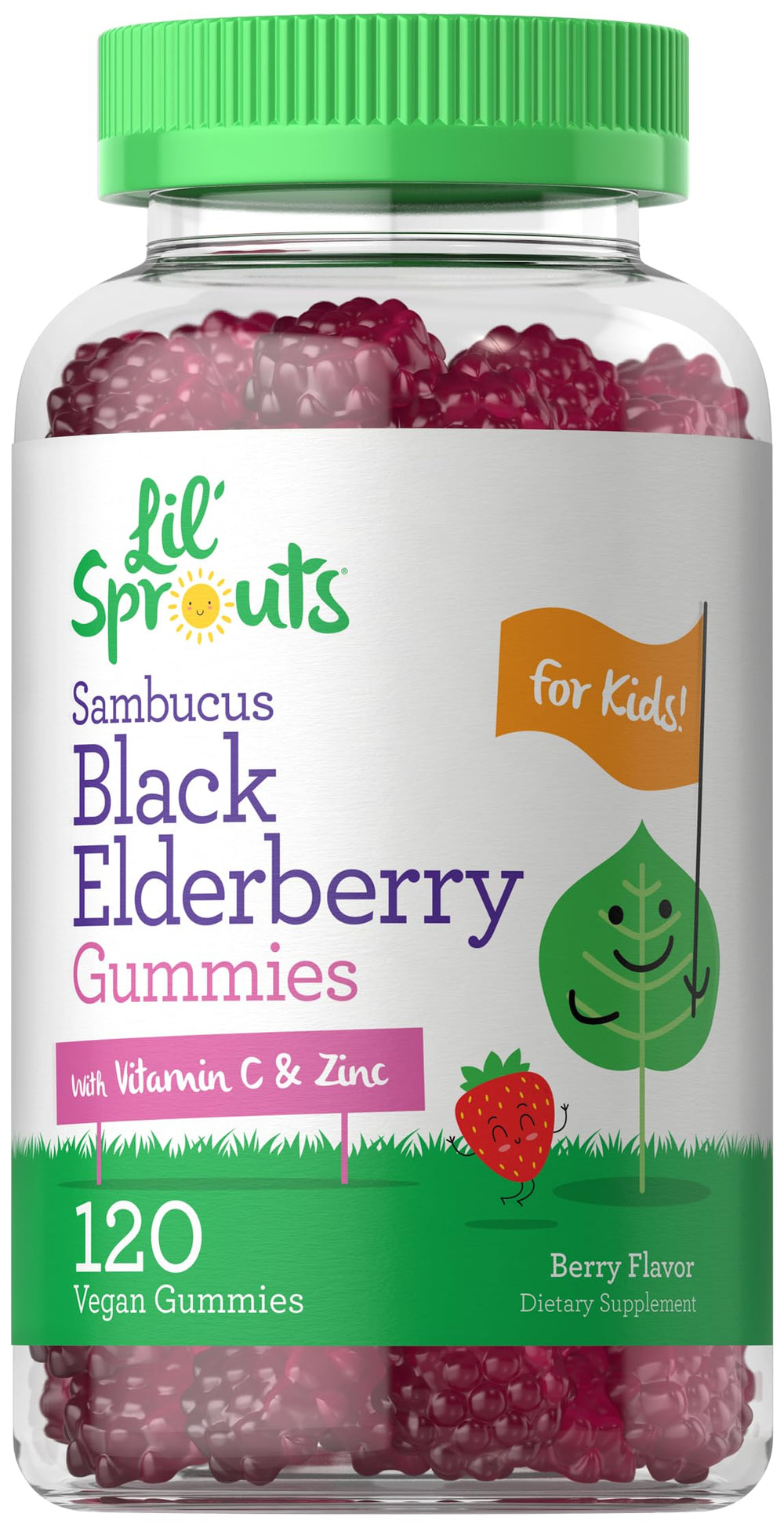 Carlyle Elderberry Gummies for Kids bottle front showing family-friendly packaging and berry flavor