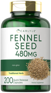 Carlyle Fennel Seed 480mg bottle with capsules for digestive comfort