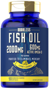 Carlyle Fish Oil 2000mg bottle with odorless softgels for convenient daily Omega-3.