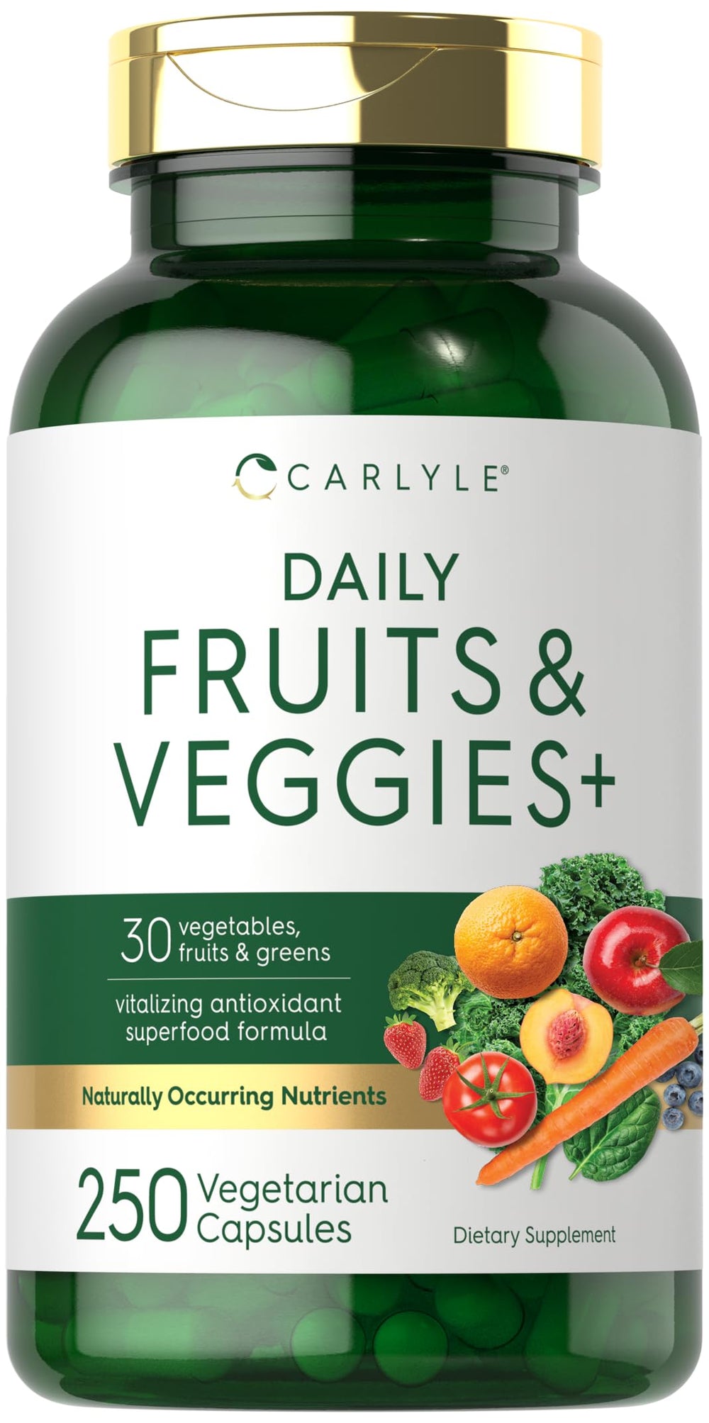 Carlyle Fruits & Veggies bottle front view for daily antioxidant support