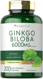Carlyle Ginkgo Biloba pills bottle showing packaging for daily wellness support