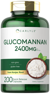 Carlyle Glucomannan capsules 200-count front, gluten-free fiber support in a convenient bottle