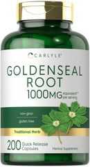Carlyle Goldenseal bottle front highlights 1000 mg potency for daily wellness.