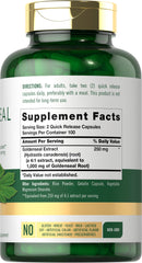 Carlyle Goldenseal capsules close-up emphasizing quick-release capsules for easy dosing.