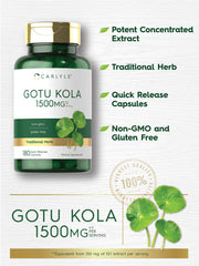 Carlyle Gotu Kola label highlights gluten-free and non-GMO ingredients.
