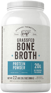 Carlyle grass-fed bone broth protein powder bottle highlighting clean, pasture-raised ingredients.