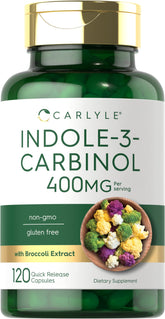Carlyle I3C 400mg bottle front view highlighting potency for daily antioxidant support