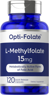Carlyle L-Methylfolate 15mg bottle highlighting active folate form for easy absorption