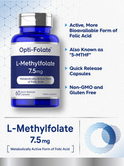 Carlyle L-Methylfolate label detail highlighting gluten-free and non-GMO features
