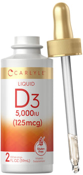 Carlyle Liquid D3 bottle, convenient daily supplement for wellness.