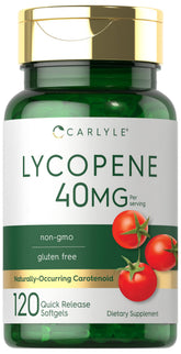 Carlyle Lycopene 40mg softgels bottle with easy-to-swallow capsules for daily use.