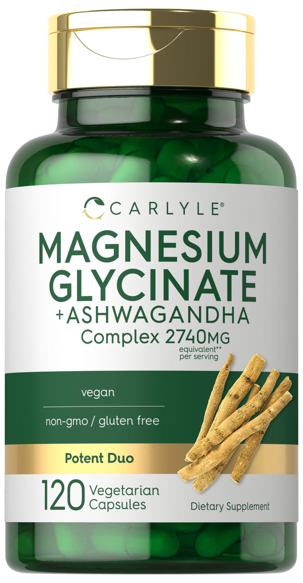 Carlyle Magnesium Glycinate with Ashwagandha bottle supports daily calm and steady energy.
