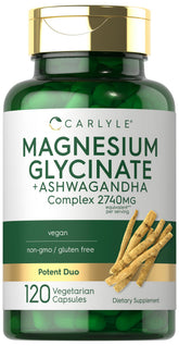 Carlyle Magnesium Glycinate with Ashwagandha bottle supports daily calm and steady energy.