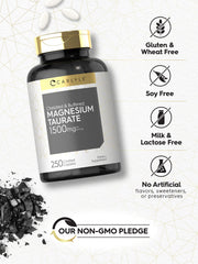 Carlyle Magnesium Taurate packaging box showcases vegetarian, gluten-free formulation.