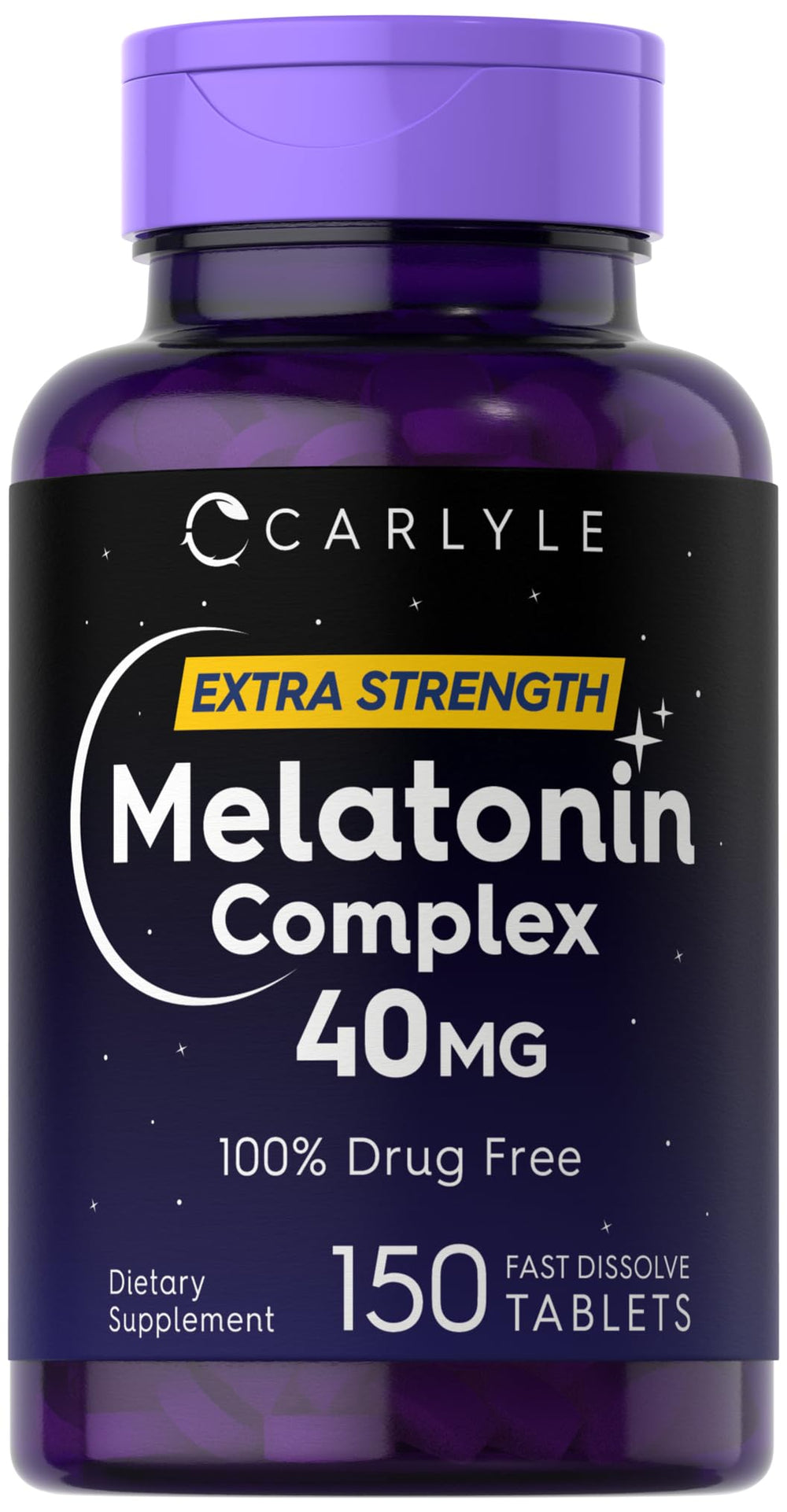 Carlyle Melatonin 40mg Complex bottle front supports a simple nightly routine