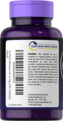 Close-up of Carlyle Melatonin packaging highlighting vegetarian formula