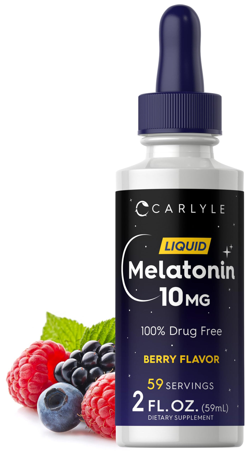 Melatonina Carlyle 10 mg, botella con gotero, posible apoyo para el descanso nocturno