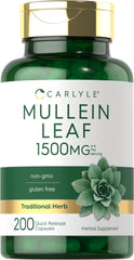 Carlyle Mullein Leaf bottle with 200 capsules for daily wellness.