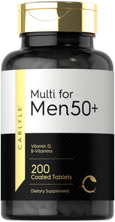 Carlyle Multivitamin for Men 50+ bottle showing a complete daily nutrition in a single bottle