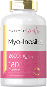 Carlyle Myo-Inositol 2600mg bottle on shelf supports daily wellness.