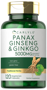 Carlyle Panax Ginseng and Ginkgo 5000mg bottle front for daily vitality