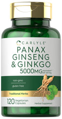 Carlyle Panax Ginseng and Ginkgo 5000mg bottle front for daily vitality