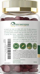 Close-up of peach and raspberry flavored Carlyle gummies