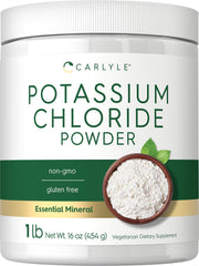 Carlyle Potassium Chloride Powder bottle ready to substitute salt in foods