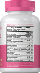 Carlyle Prenatal: etiqueta frontal con vitaminas clave