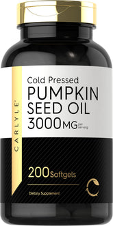 Carlyle pumpkin seed oil capsules bottle showing 3,000 mg per serving.