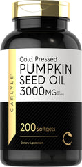 Carlyle pumpkin seed oil capsules bottle showing 3,000 mg per serving.