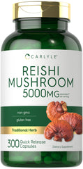 Carlyle Reishi bottle-front displays premium packaging for daily wellness.