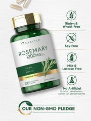 Carlyle Rosemary capsules serving size on packaging for easy dosing.