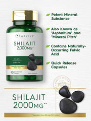 Carlyle Shilajit Capsules label shows Non-GMO and gluten-free formulation