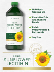 Carlyle Sunflower Lecithin Liquid label close-up, clear non-GMO and allergen-free promise.