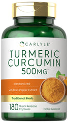 Carlyle Turmeric Curcumin capsules bottle for an easy daily wellness routine.