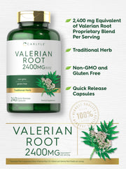 Carlyle Valerian Root Capsules packaging box emphasizing clean, non-GMO formula
