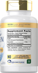 Carlyle Visi-Gold capsule closeup shows 40 mg lutein and 2 mg zeaxanthin.