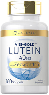Carlyle Visi-Gold softgel bottle highlighting eye-support lutein and zeaxanthin.
