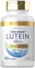 Carlyle Visi-Gold softgel bottle highlighting eye-support lutein and zeaxanthin.